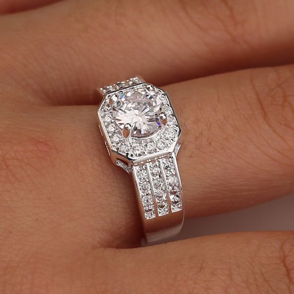 

2020 new crystal rings women jewelries statement ring jewelry with full shiny cubiz zircon female ring, Silver