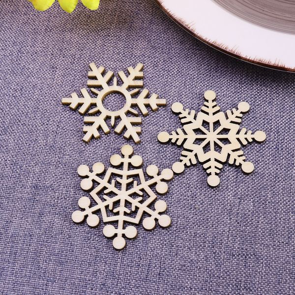 

natural snowflakes christmas tree ornaments xmas wooden pendants new year hanging christmas decorations in bulk 10pcs 50mm