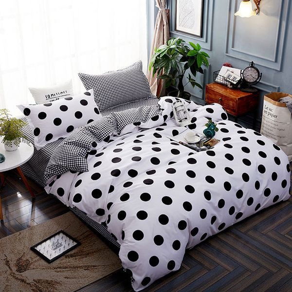 

4pcs/set brief style comfortable warm stripes printing family bed linings duvet cover bed sheet pillowcases blanket