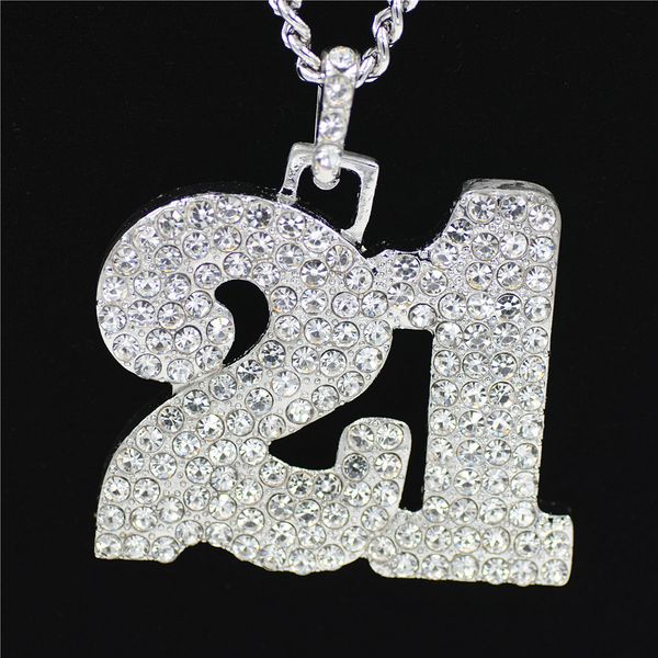 

american street dance accessories water cuban chain men's hip hop pendant jewelry no.21 necklace, Silver