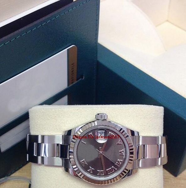 

original box certificate lady watch lady 279174 28mm stainless steel asia 2813 movement automatic, Slivery;brown