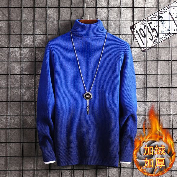 

simple new clothes mens sweaters turtleneck men distressed coats turtleneck pullovers thick patchwork winter sweater casual blue, White;black