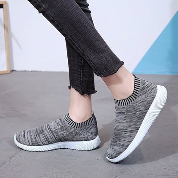 

2020 sports leisure european and american large size flat shoes flying woven shoes women, Black