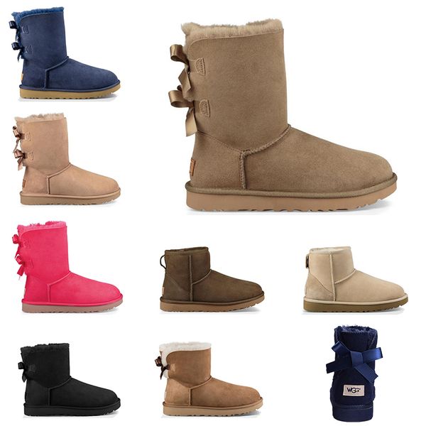 

2019 cheap designer Australia women classic snow boots ankle short bow fur boot for winter grey navy women shoes size 36-41