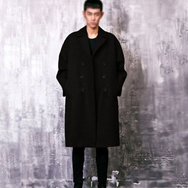 

s-5xl! 2017 мужские новые моды осень и зима мужской шерсти пальто мода двубортный шерстяное пальто верхняя одежда плюс размер костюмы, Black