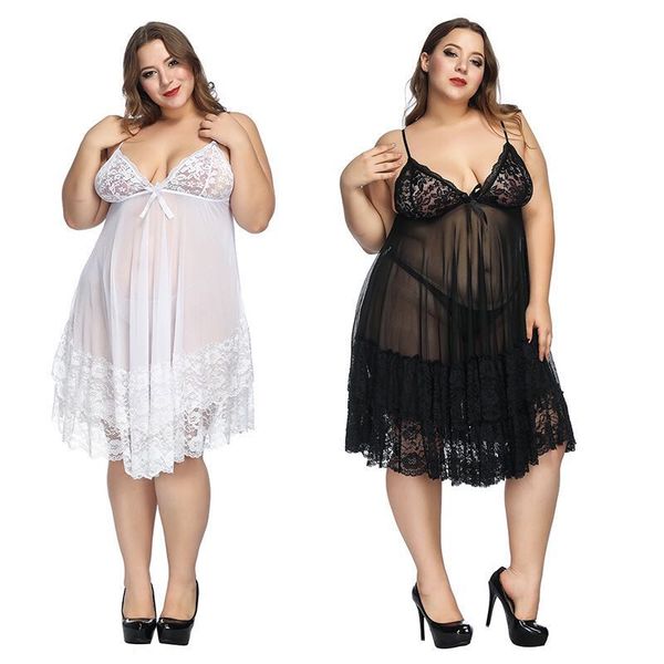 

fashion nightdress plus size pajamas women's pajamas home european and american lingerie black red white