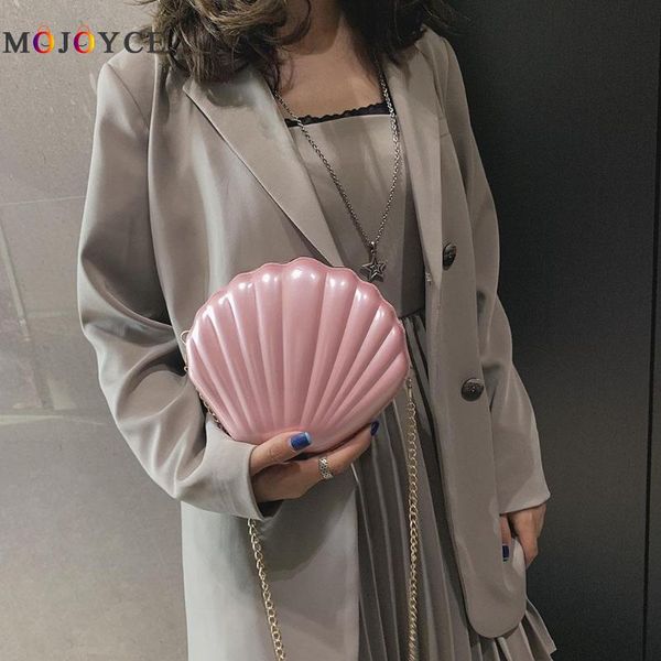 

new fashion shell bag chain shoulder solid color handbags women small pvc crossbody bags