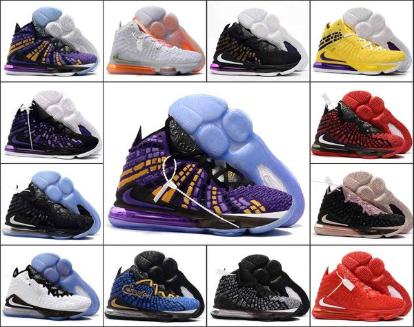 

2020 men basketball shoes lebron james 17 oreo black white laker purple gold yellow new lbj17s basketball shoes size 7~ 12