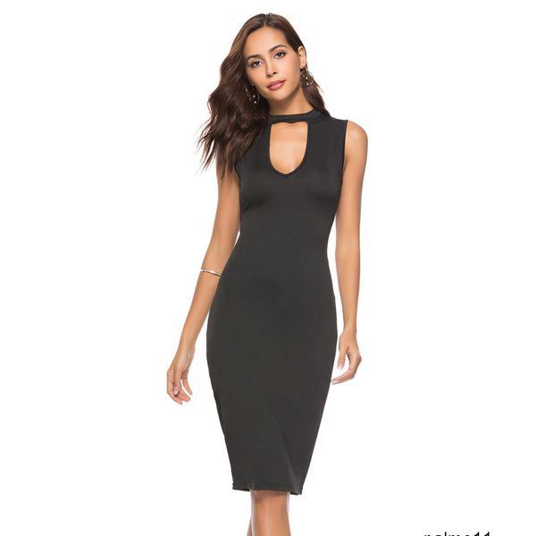 

womens designer hollow sleeveless dress tpas, Black;gray