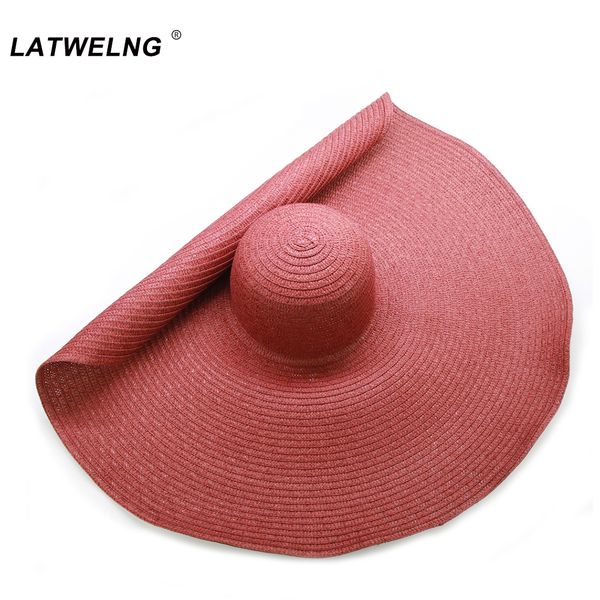 

foldable women oversized hat 70cm large brim summer sun beach hats wholesale y200602, Blue;gray