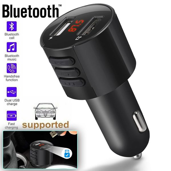 

fm transmitter aux modulator bluetooth handscar kit car audio mp3 player with 3.4a quick charge dual usb charger