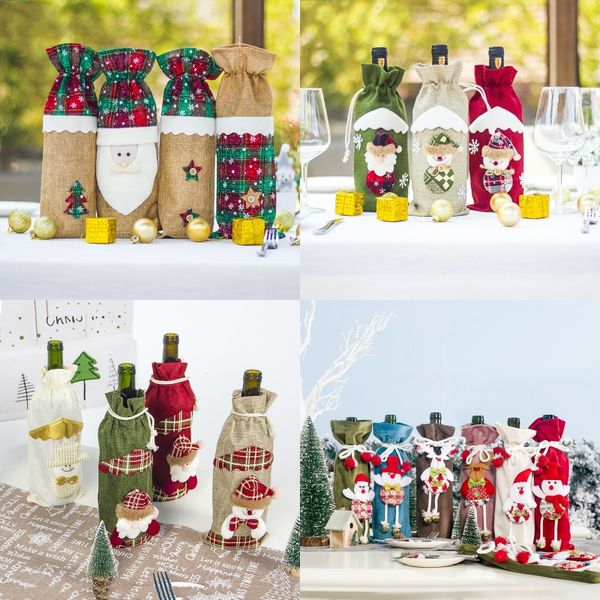 

санта-клаус бутылка вина крышка мешковины рождественская бутылка крышка xmas главная гостиница ресторан пивная бутылка украшения
