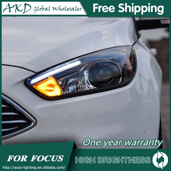

headlights for car focus 2015-2017 st sytle drl day running light head lamp led bi xenon bulb fog lights car accessory