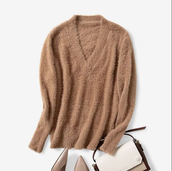 

women solid color v neck sweater knitwear knitted pullover autumn winter, White;black
