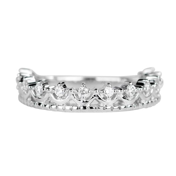 

edi crown ring series au585 14k solid white gold tail ring 0.12ct real natural diamond wedding band for women jewelry, Golden;silver