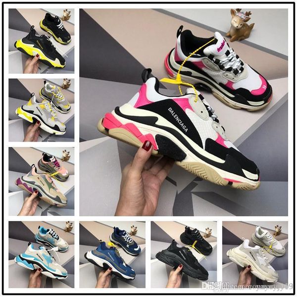 

newst version paris luxury triple-s casual shoes men womens triple black white pink beige gey red blue mens desigr shoes sneakers dad