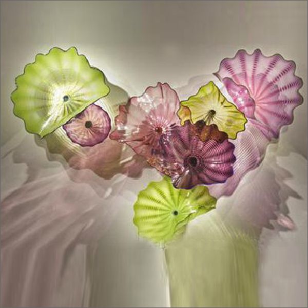 

mediterranean sea hand made blown glass flower plates art decoration hanging plates wall art decor murano glass plate for living room dining