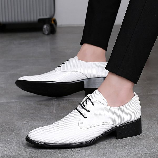 

fashion new spring autumn men dress shoes height-increasing lace-up oxfords men business casual shoes for wedding party 38-44, Black
