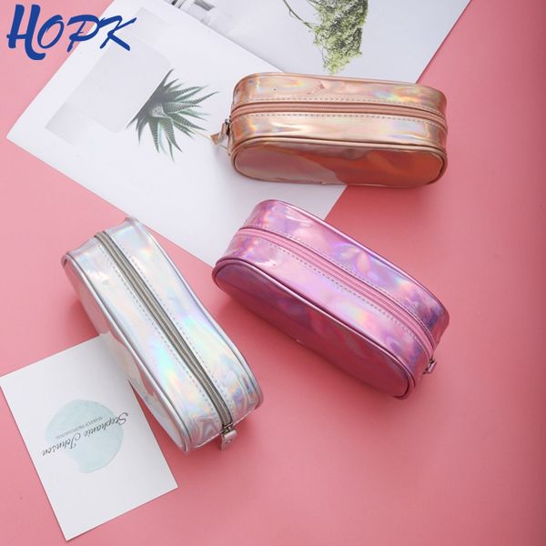 

kawai laser holographic pencil case for girl pencilcase stationery storage school supplies pencil box bag school tool