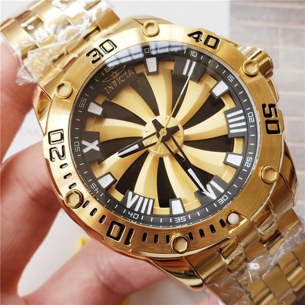 

mens invicta automatic mechanical movement 18k gold plated chronograph 49mm chronograph watch new, Slivery;brown