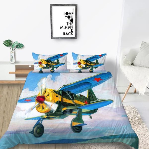 

propeller plane bedding set single 3d artistic duvet cover blue sky king  twin full single double unique design bed set