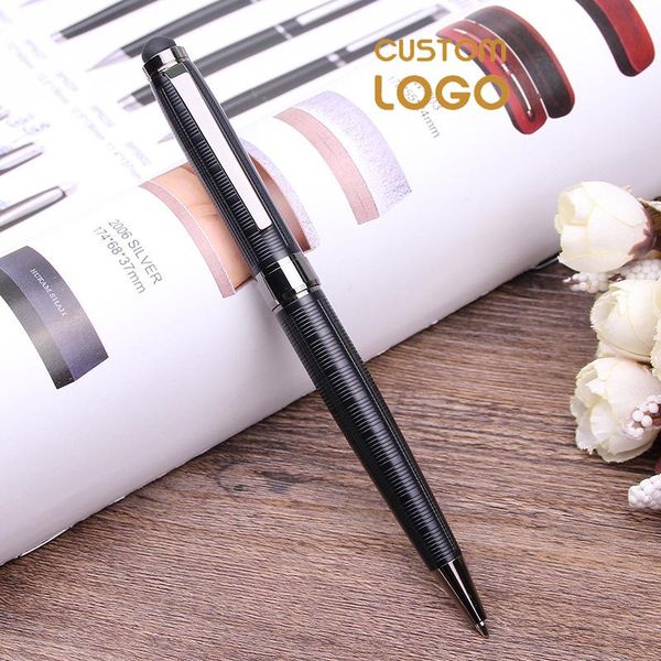

customized logo gift pen black ink metal touch ballpoint pen personalized pens logo company school office supplies 300pcs/lot, Blue;orange