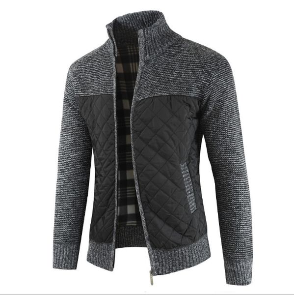 

helisopus new men's jacket winter thick warm sweaters men long sleeve zipper patchwork color outerwear casual cardigan coat, Black;brown