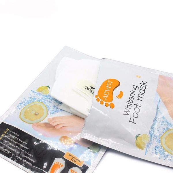 DHL Free Lemon Aloe Exfoliating Foot Máscara de Silicone Capa de Calça de Silicone Peel Desativação Remova os Tratamentos De Cuidados Cuidados de Pele Morta 2 Pieces = 1Bag