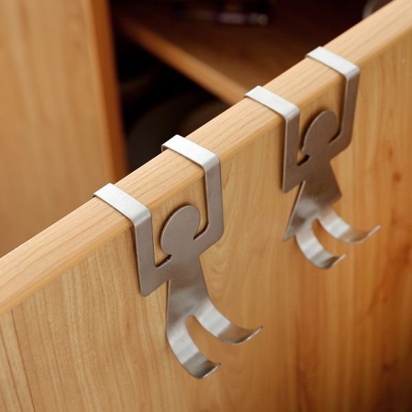 

2pcs door hook stainless steel hook kitchen cabinet hanger clothes storage rack tool towel hooks hats bag key hanger hooks