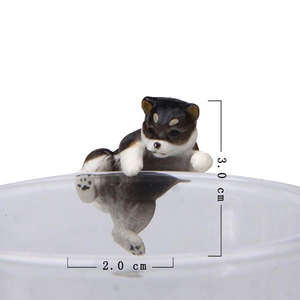 

lifelike mini shiba dog animal figurine hanging cup rim diy landscape ornament
