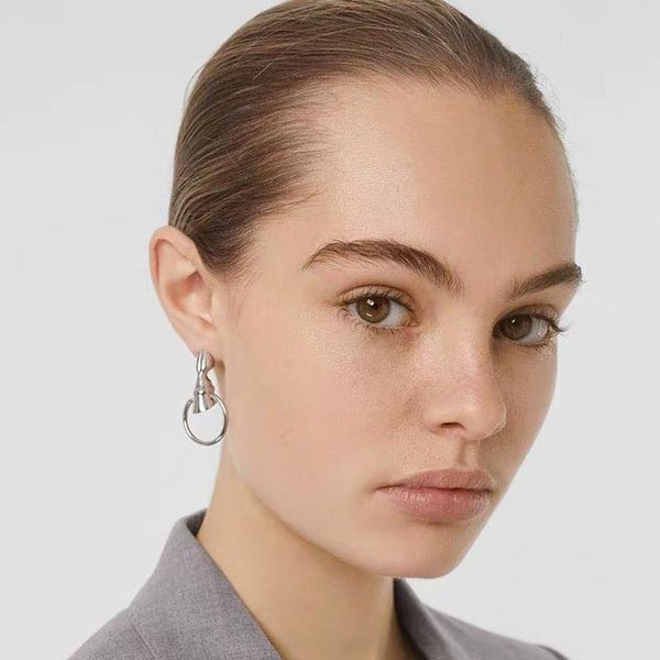 

rongho punk metal horseshoe earrings for women gold circle earring femme brincos geometric hoof earring hiphop jewelry 2019, Golden;silver