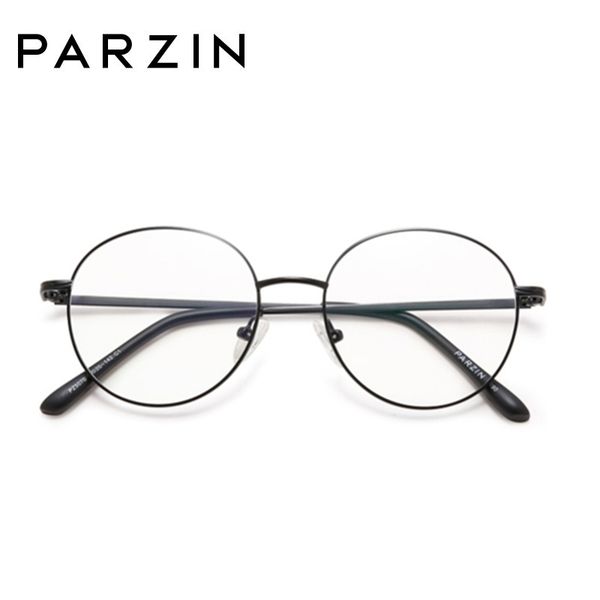 

parzin vintage round eyeglasses frame women metal glasses frame men optical eyeglasses eyewear gafas with case black 5070
