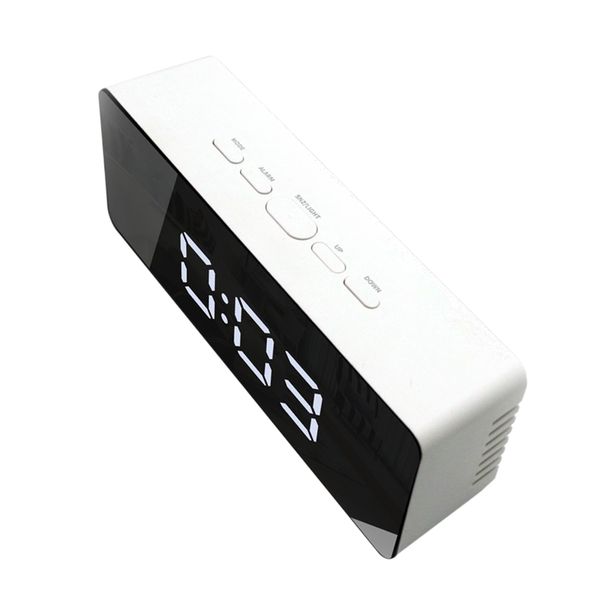 

led desk alarm clock with snooze time thermometer mirror night mode