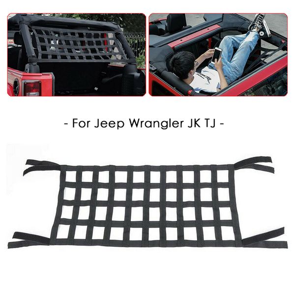 

for wrangler jk tj 1x cargo net back window extra storage roof net hammock