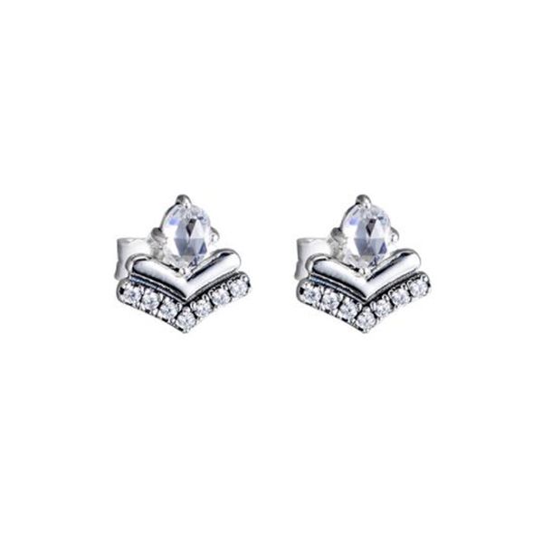 

original 100% 925 sterling silver stud earring with cz fashion classic wishes earring for women anniverary jewelry, Golden;silver