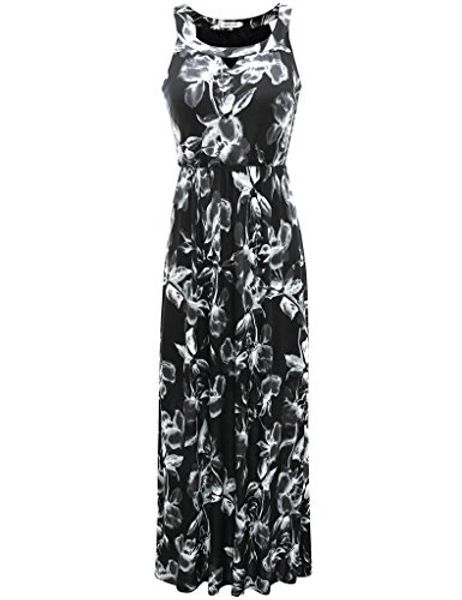 

aphratti women's sleeveless bohemian halter long beach maxi summer dresses, Black;gray