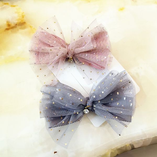 

boutique оборудован 10шт клипы мода смазливых блестки марлевого лук шпилька gold dot сетка bowknot волосы принцесса деревообрабатывающий дев, Slivery;white