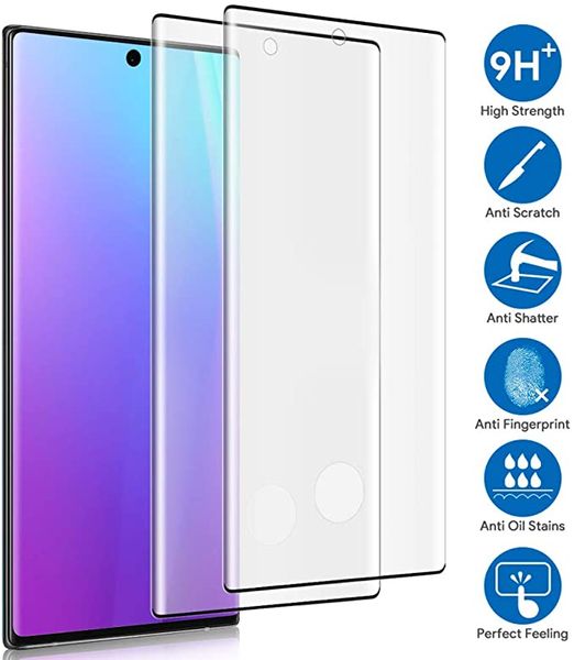 Per Samsung Note 20 Pro Edge Glue With No Hole Anti Scratch Screen Protector Curved Works Fingerprint Tempered Glass Con confezione al dettaglio