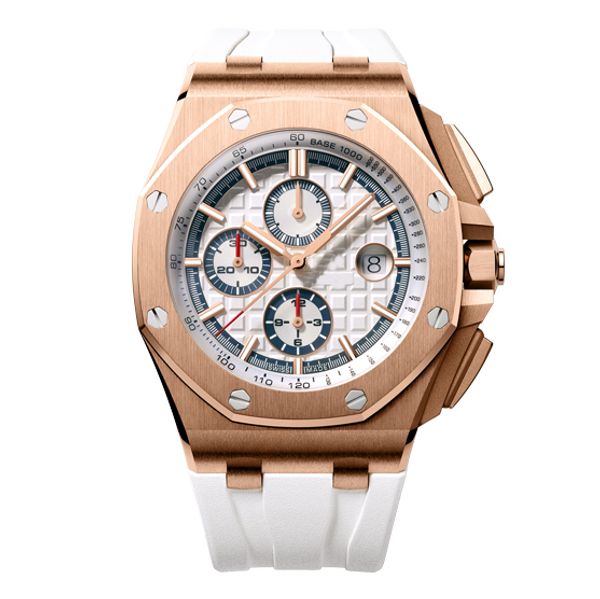 

men watches automatic machinery chronograph sports business watches stainless steel 45mm waterproof 30m wristwatch, Slivery;brown