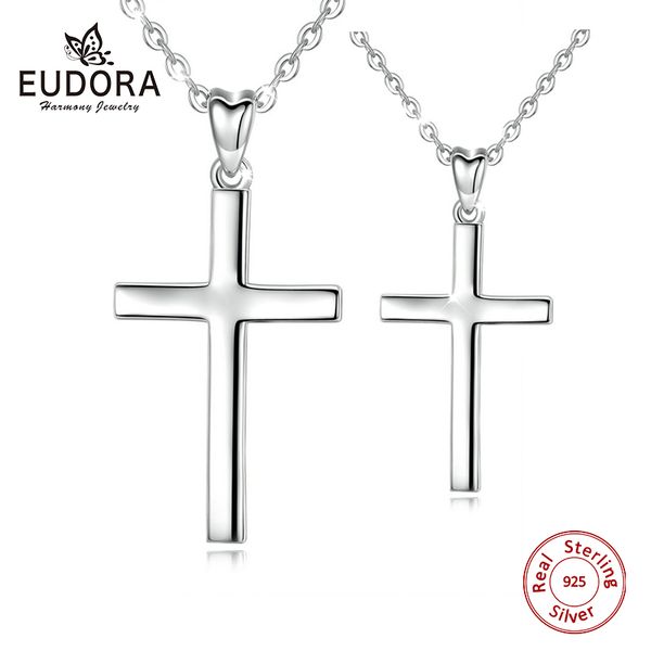 

eudora sterling silver solid cross necklace small or large cross pendant minimalist tiny necklaces dainty jewelry cyd432