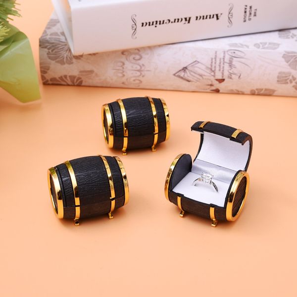 

[ddisplay] velvet barrel ring black jewelry box cartoon earring girls jewelry standing holder creative earring studs jewelry case, Black;white