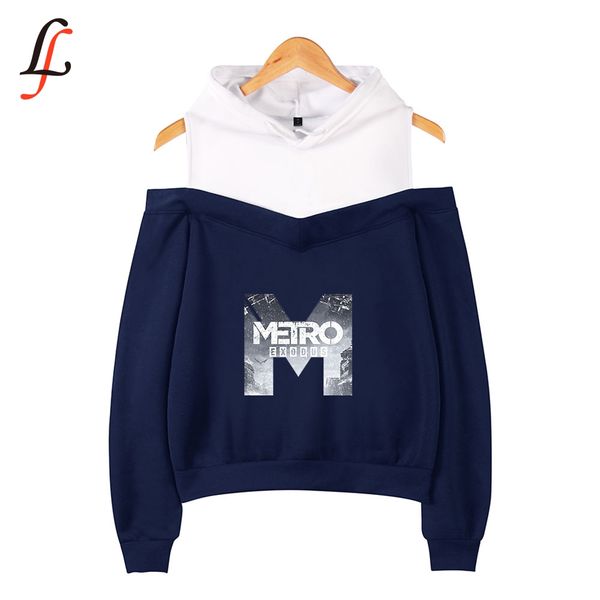 

metro exodus harajuku dew shoulder sweatshirt hoodies sleeve off-shoulders hoodies k- women's bangtan boys clothes, Black