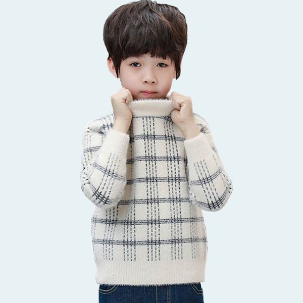 

свитер мальчик плед бархатные свитер для мальчиков с длинным рукавом детская перемычки осень повседневная теплая одежда зимой для мальчиков, Blue