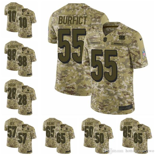 

cincinnati camo bengals limited football jersey 2018 salute to service 18 a.j. green 14 andy dalton 85 tyler eifert 55 vontaze, Black