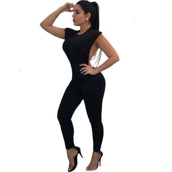 

bodycon jumpsuit pearl backless jumpsuit female outfits solid bodycon club party overalls femme rompers jumpsuit drop shipping, Black;white