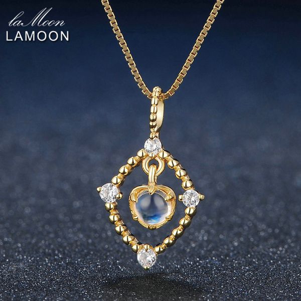 

lamoon 4mm natural ligth blue moonstone 925 sterling silver chain pendant necklace jewelry s925 lmni036