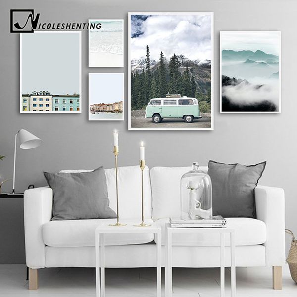 

nordic travel landscape wall art canvas poster minimalist print painting scandinavian decorative picture living room decoration