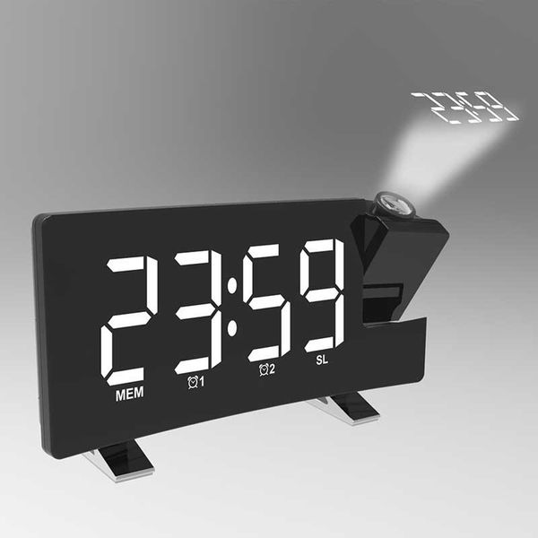 Led Curved Screen Digital Alarm Ceiling Wall Projector Dual Clock
