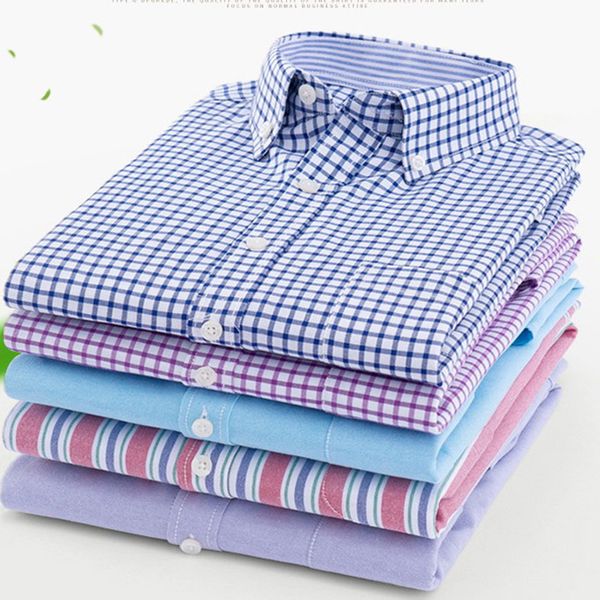 

spring men's shirt casual trim striped bottom plaid shirt long sleeve oxford cloth white man 38-44, White;black