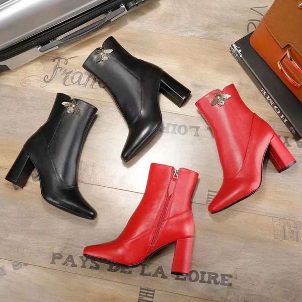 

горячая распродажа-модные женские ботильоны заклепки зима натуральная кожа на платформе дамы на высоких каблуках повседневная обувь пинетки, Black